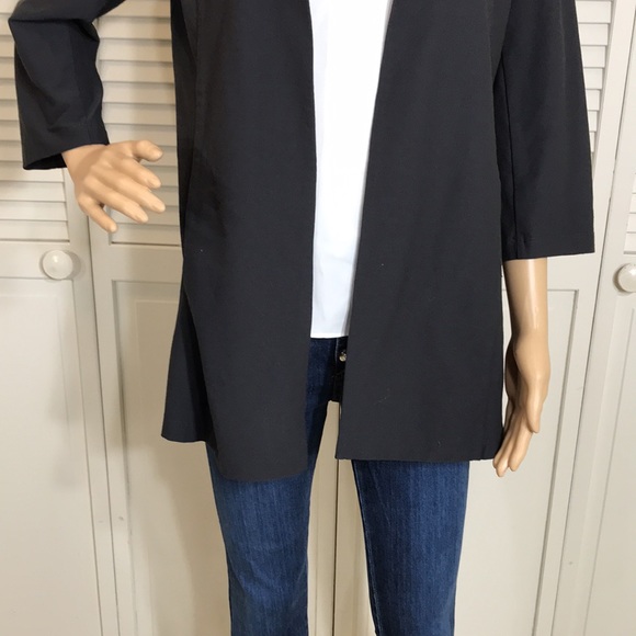 EILEEN FISHER Stretch-Crêpe Dark Gray Cardigan Medium Petite - Picture 3 of 12